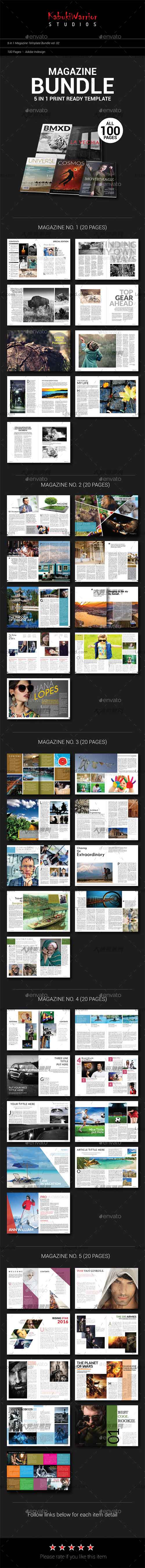 Magazine Bundle 02,indesign模板－商业杂志(通用型/5套合集版)